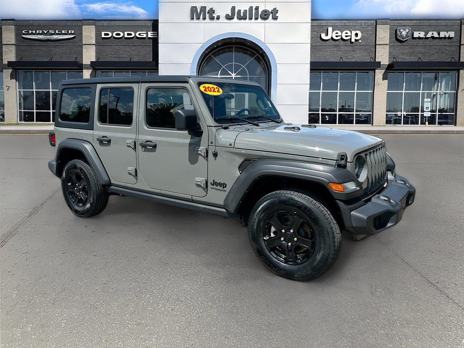 2022 Jeep Wrangler Unlimited Sport S in Gray Clearcoat — front three-quarter view