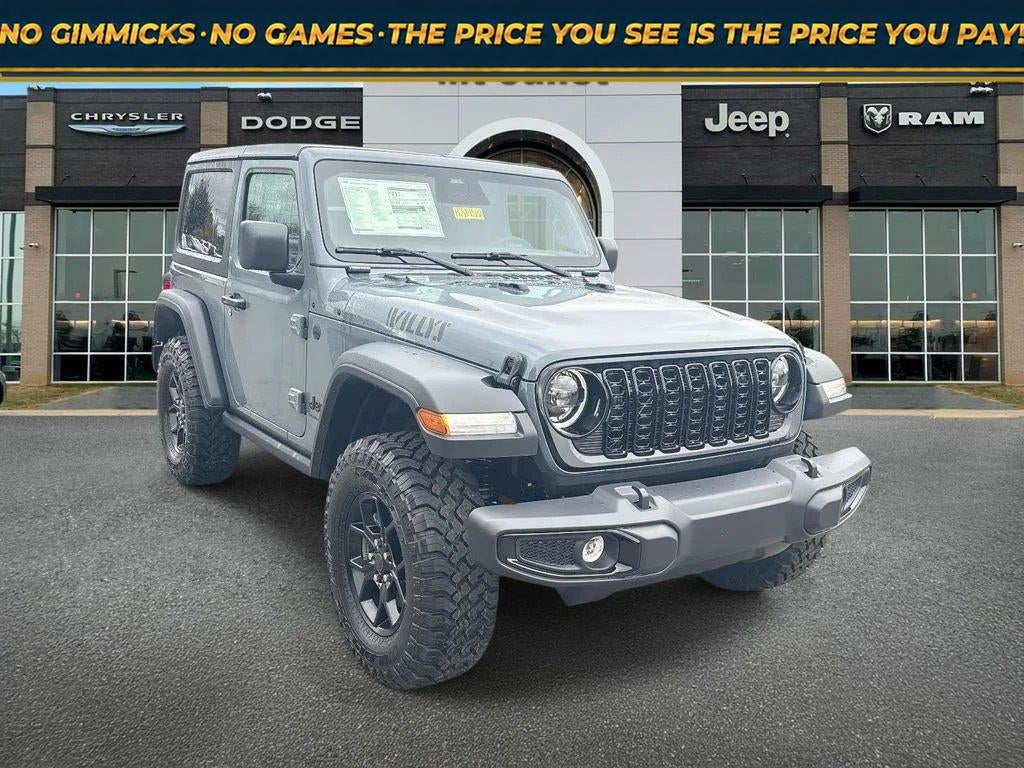 2026 Jeep Wrangler WRANGLER 2-DOOR WILLYS in Anvil Clear-Coat Exterior Paint — front three-quarter view