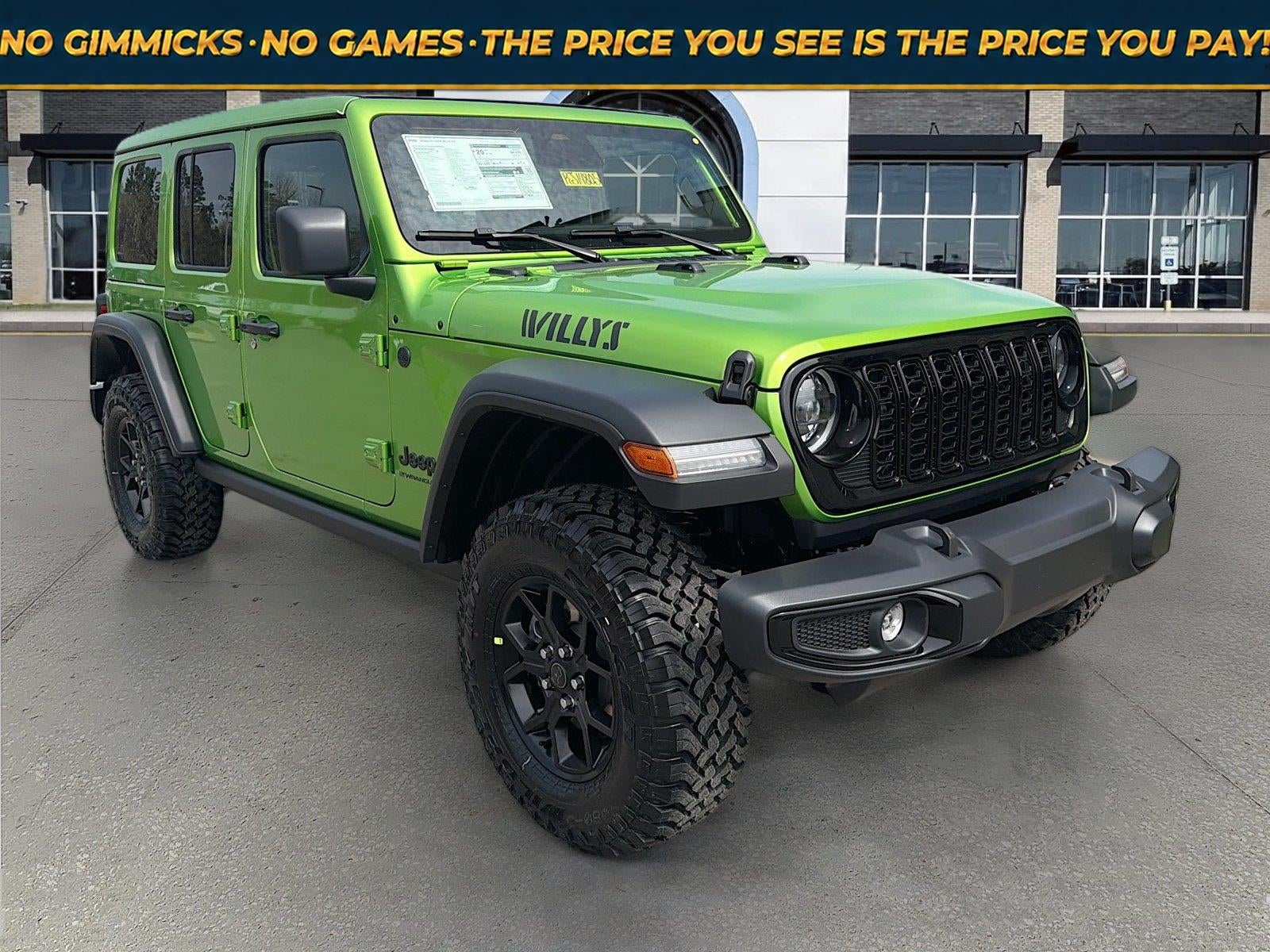 2026 Jeep Wrangler WRANGLER 4-DOOR WILLYS in Mojito Clear-Coat Exterior Paint — front three-quarter view