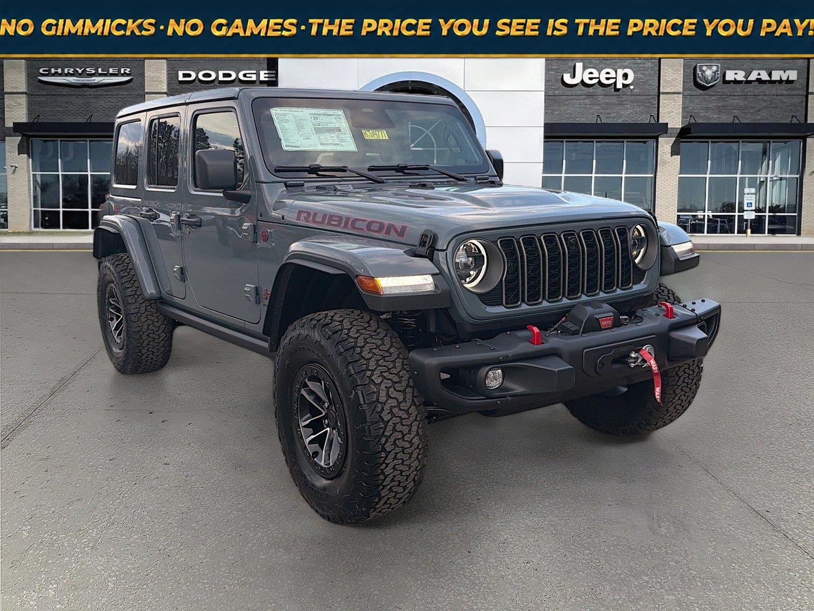 2026 Jeep Wrangler WRANGLER 4-DOOR RUBICON X in Anvil Clear-Coat Exterior Paint — front three-quarter view