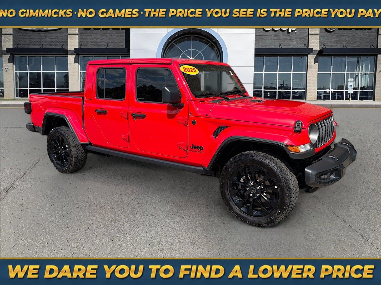 2025 Jeep Gladiator Nighthawk in Firecracker Red Clearcoat — front three-quarter view