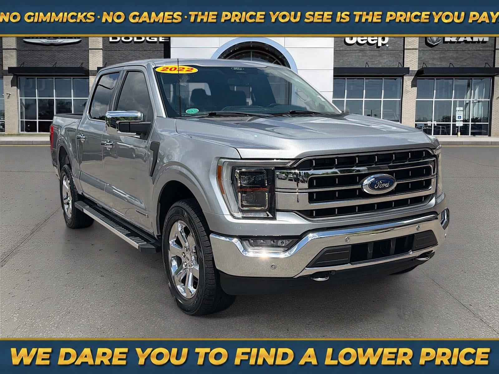 2022 Ford F-150 Lariat in Silver Metallic — front three-quarter view