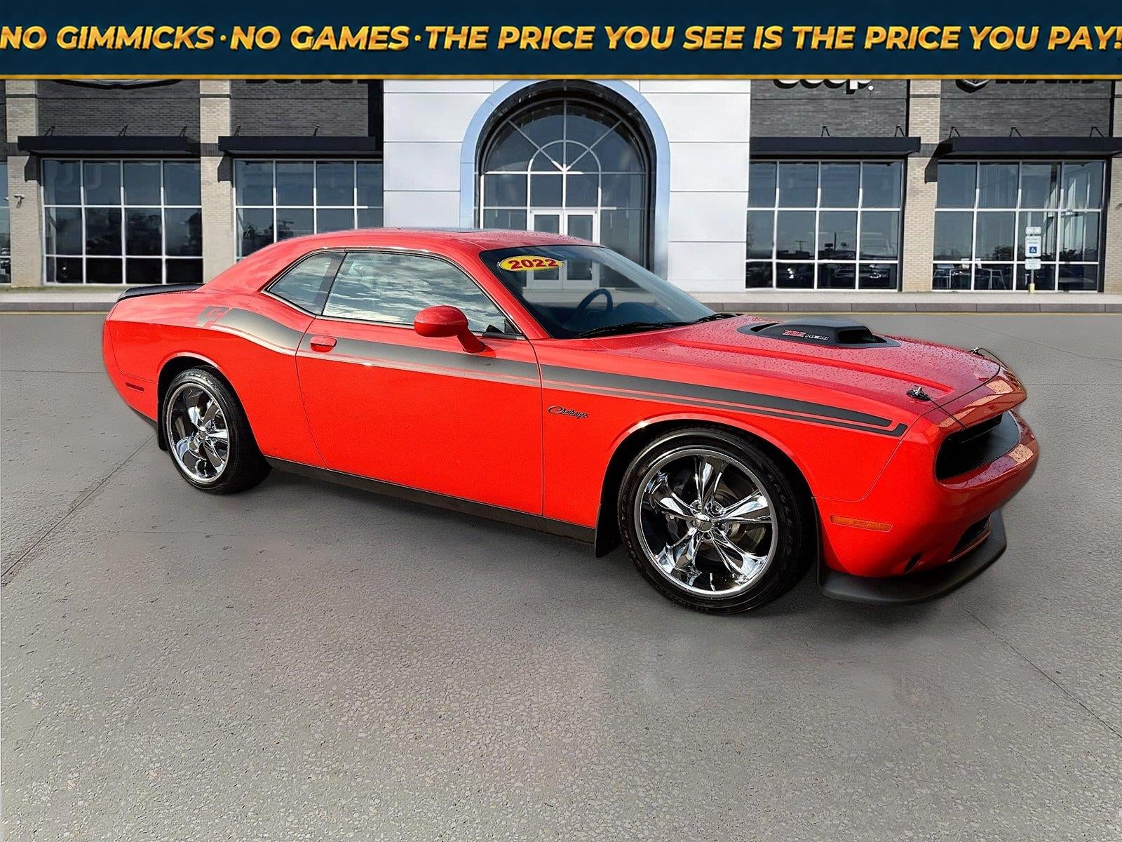 2022 Dodge Challenger R/T Scat Pack in Go Mango! — front three-quarter view