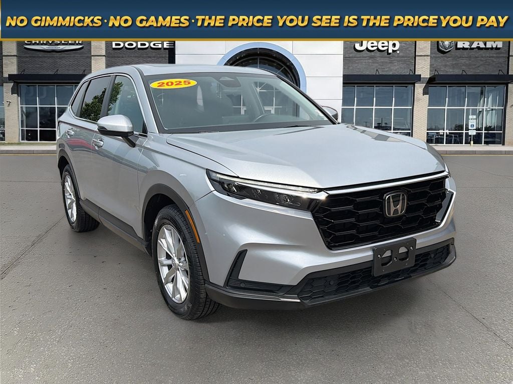 2025 Honda CR-V EX-L AWD in Solar Silver Metallic — front three-quarter view