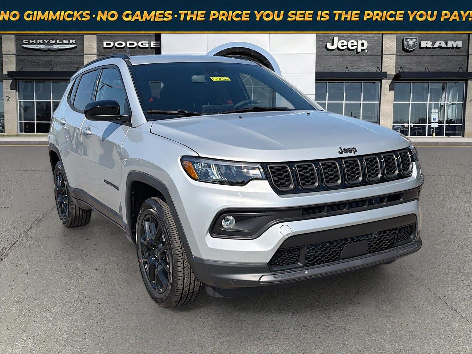 2026 Jeep Compass COMPASS LATITUDE ALTITUDE 4X4 in Silver Zynith Metallic Clear-Coat Exterior Paint — front three-quarter view