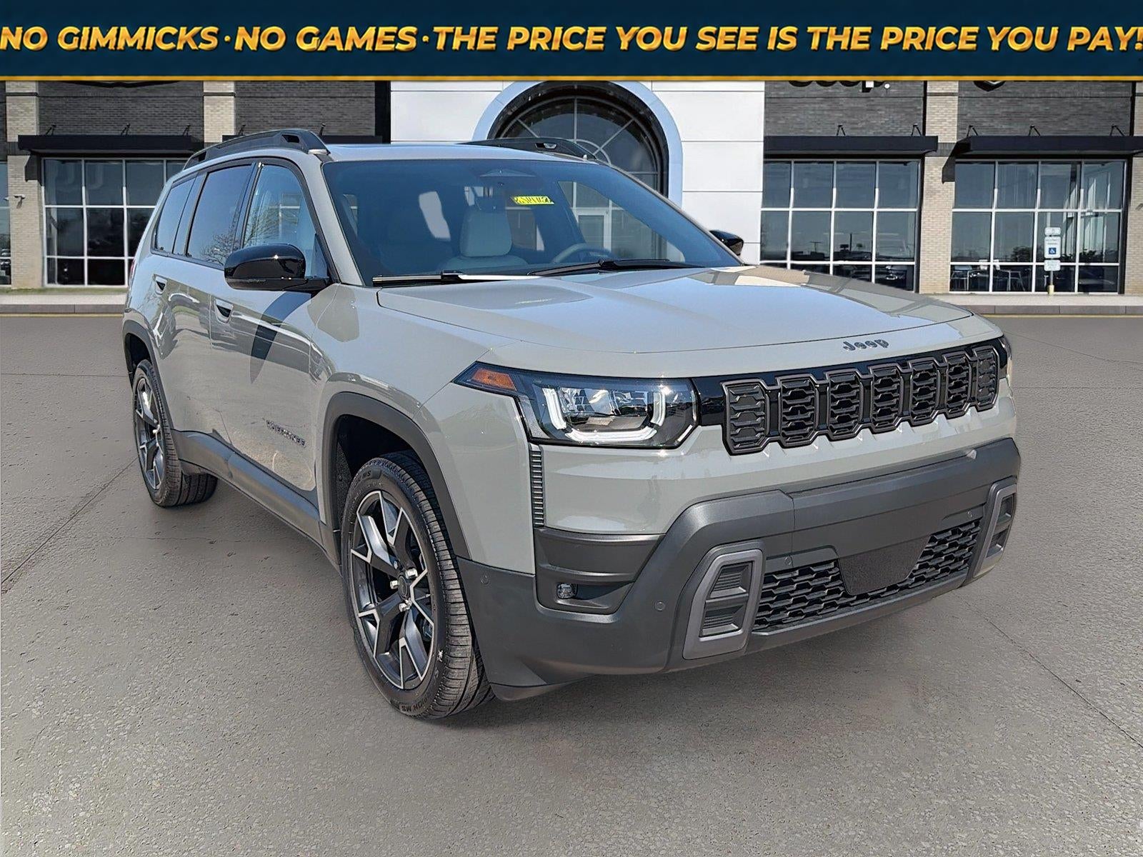 2026 Jeep Cherokee CHEROKEE OVERLAND 4X4 in Sting-Gray Clear-Coat Exterior Paint — front three-quarter view