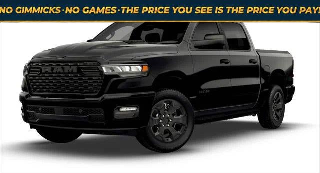 2026 RAM Ram 1500 RAM 1500 EXPRESS CREW CAB 4X4 5'7' BOX in Diamond Black Crystal Pearl-Coat Exterior Paint — front three-quarter view