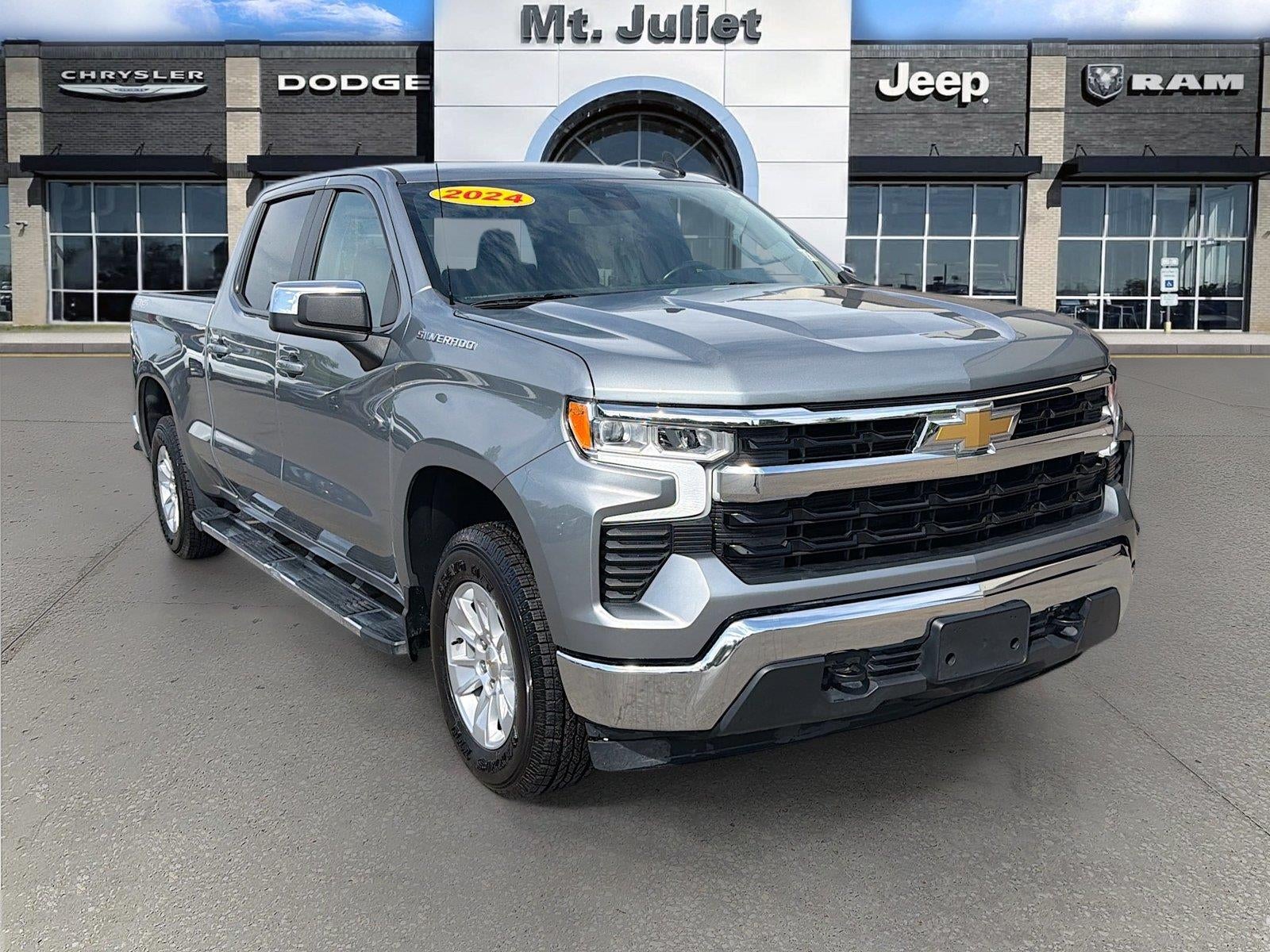 2024 Chevrolet Silverado 1500 4WD Crew Cab Standard Bed LT in Sterling Gray Metallic — front three-quarter view