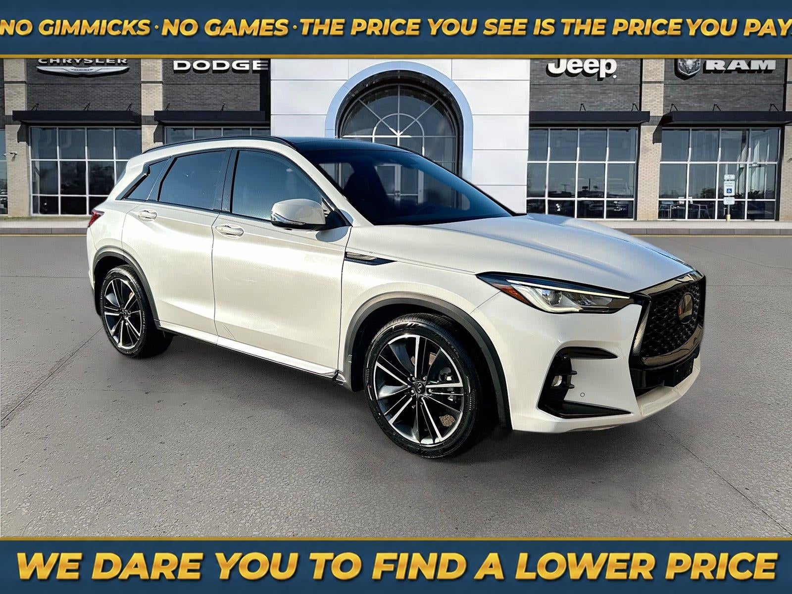 2023 INFINITI Qx50 SPORT in White — front three-quarter view