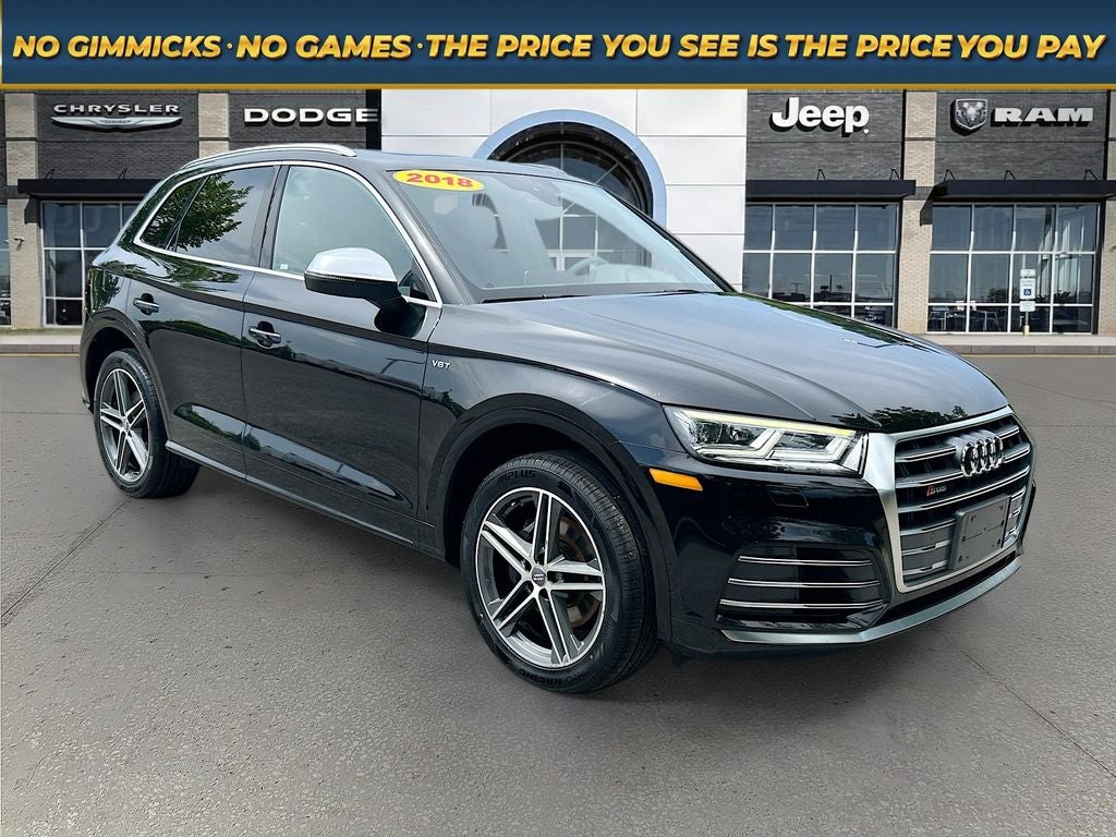 2018 Audi SQ5 3.0T Premium Plus in Black Metallic — front three-quarter view